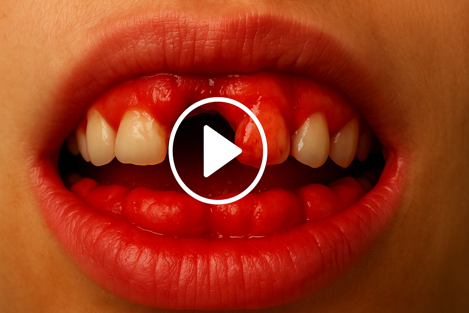 Boca com gengiva inflamada e faltando um dente — ProDentim